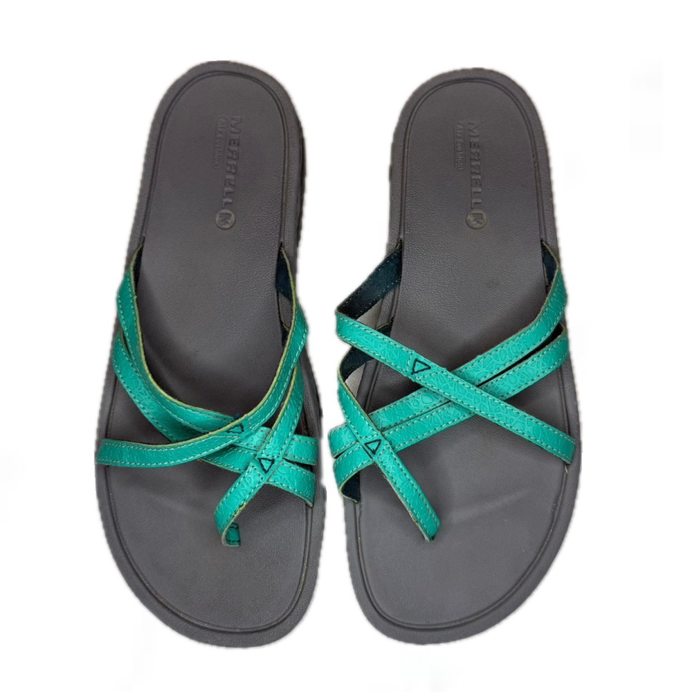 Merrell Teal Sandals Performance Size 8 Sea Pine Atlantis Toe Slide Flipflop